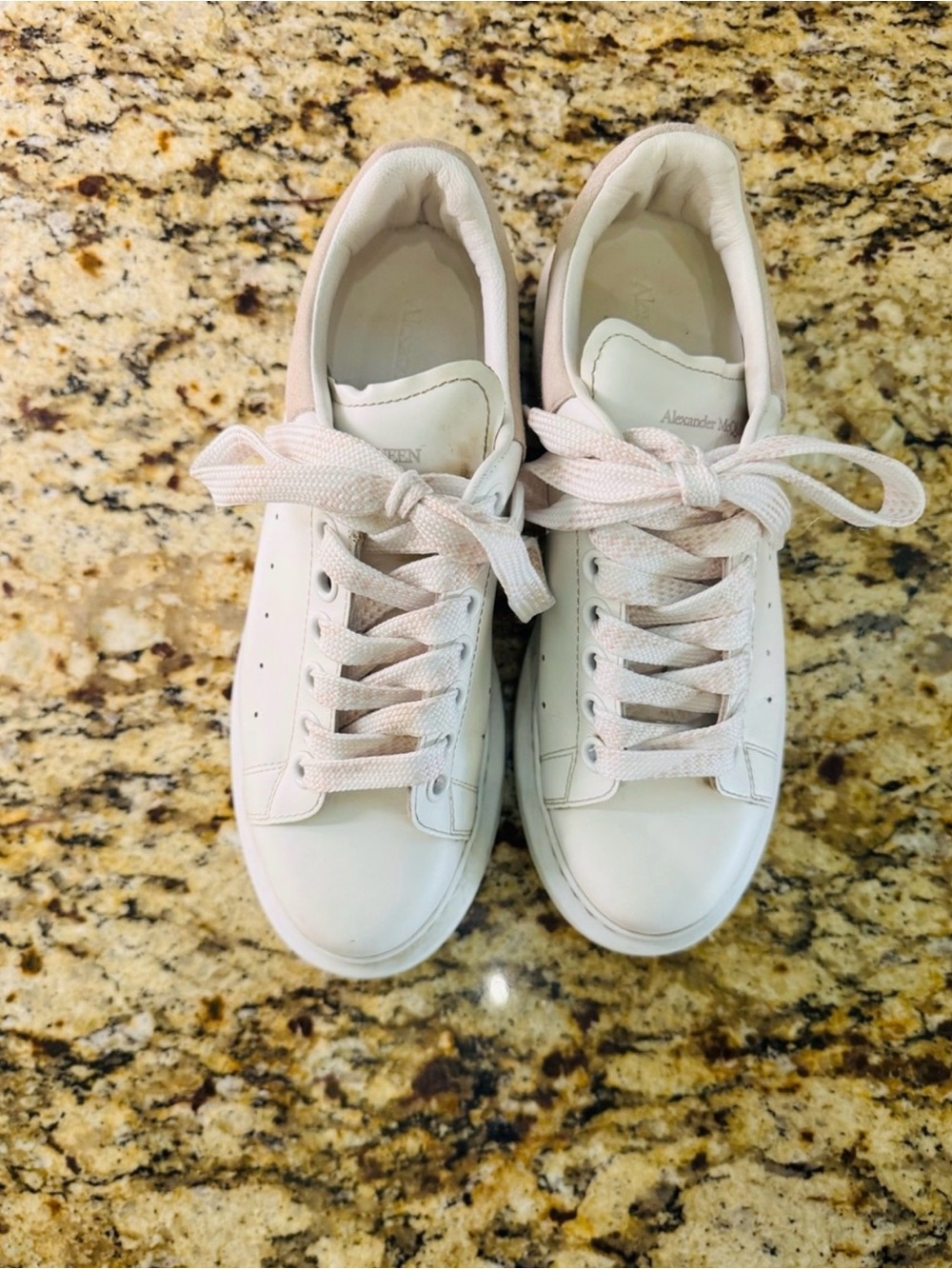 Alexander McQueen White Oversized-Sole Leather Sneakers